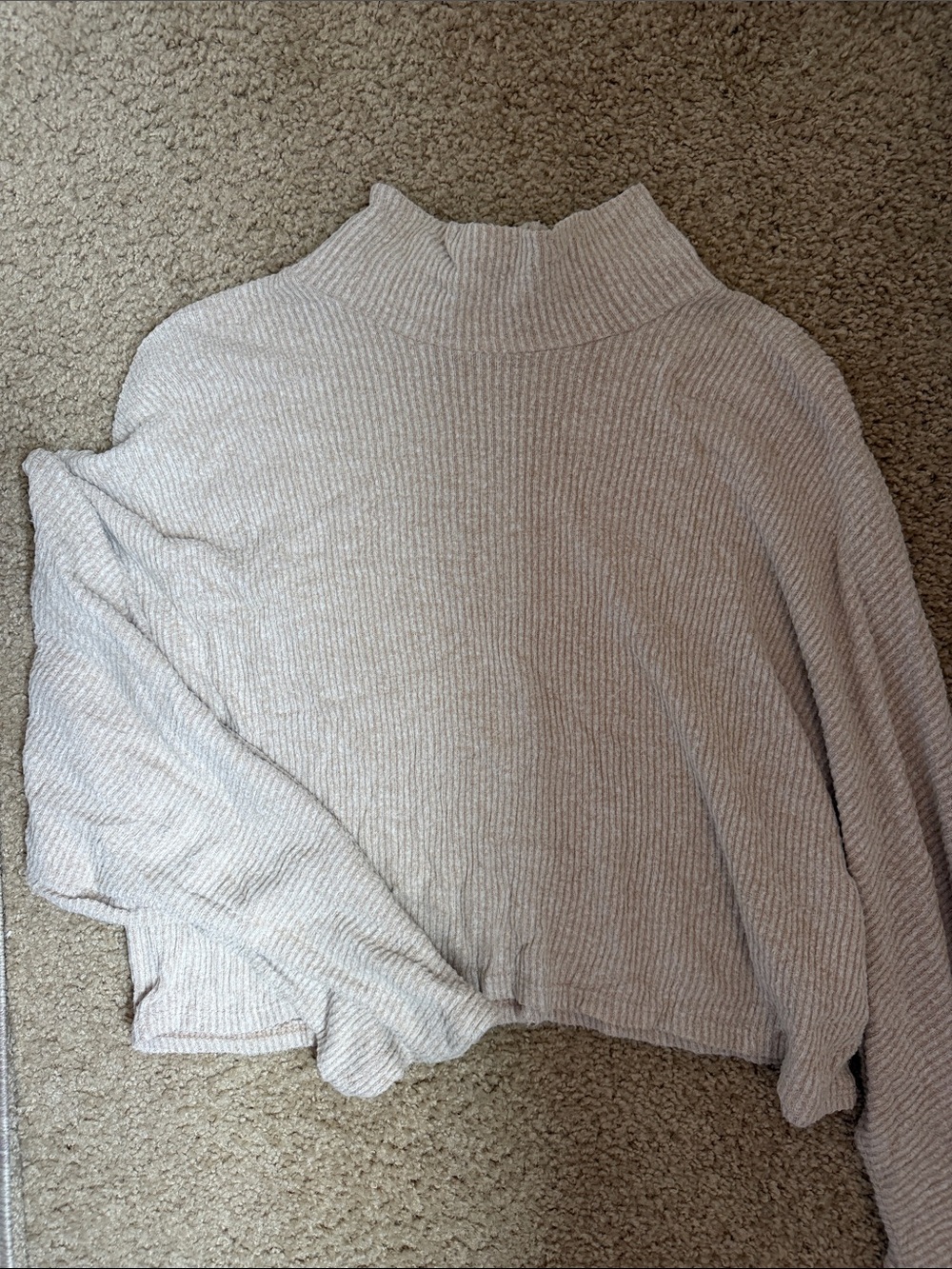 vestique Ribbed Mock Neck Sweater - Light Beige